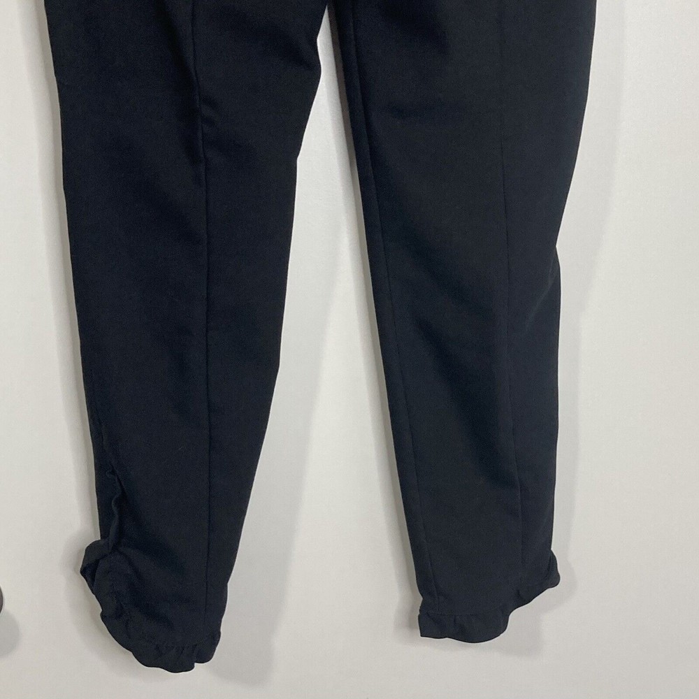 Express Dress Pants Womens 4R Stretch Columnist Ankle Ruffle Mid Rise Black - Picture 9 of 12